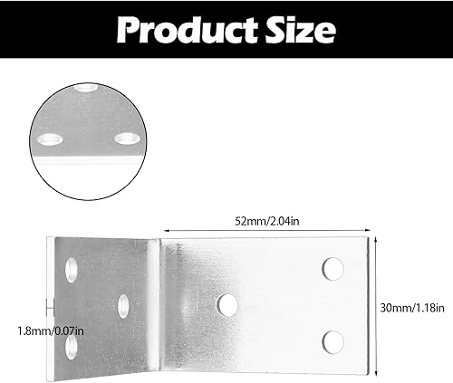 20 Pz Staffe Angolari per Legno, Staffe a L, Squadretta di Giunzione Angolare, Angolari Metallo per Legno, Staffa Angolare a 90 Gradi, Connettore Piastra di Fissaggio Multiforo, 67x67mm - Honorern