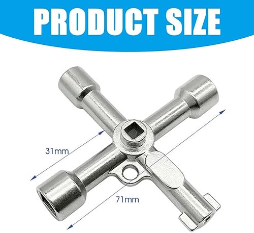 Chiave Quadrata Contatore, 4-Modi Chiave di Utility Chiave Universale per Quadro Elettrico Chiave Multifunzionale di Utilità Robusto e Durevole per Contatore Acqua Cassetta Gas Armadio Utenze - Honorern