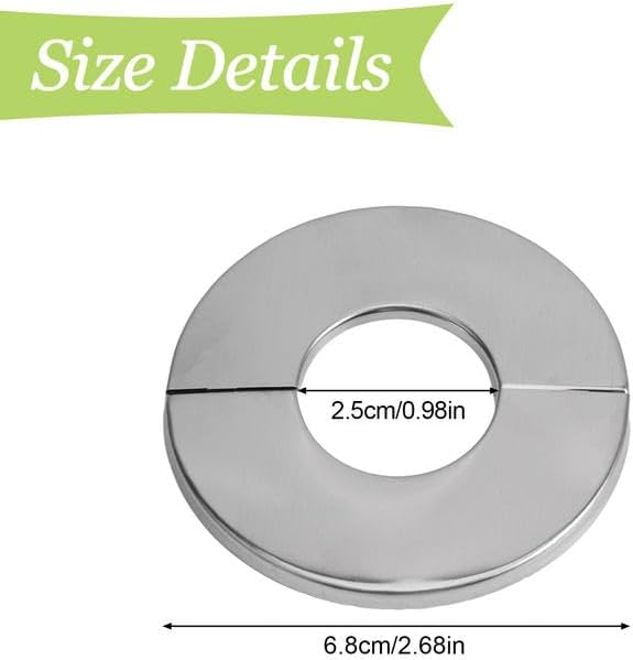 Coperture murali per tubi, 4 piastre rotonde in acciaio inox, autoadesive, coperture decorative per tubi doccia, diametro interno 25 mm - Honorern