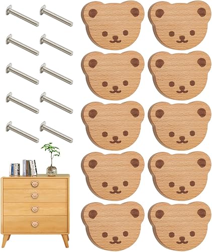 Pomelli Per Mobili In Legno, 10 Pezzi Simpatico Orsetto Per Armadietti Da Cucina, Pomelli Per Porte Con Viti Per Cassetti, Maniglia Per Mobili A Forma Di Orsetto Per Armadietti Da Cucina Guardaroba - Honorern