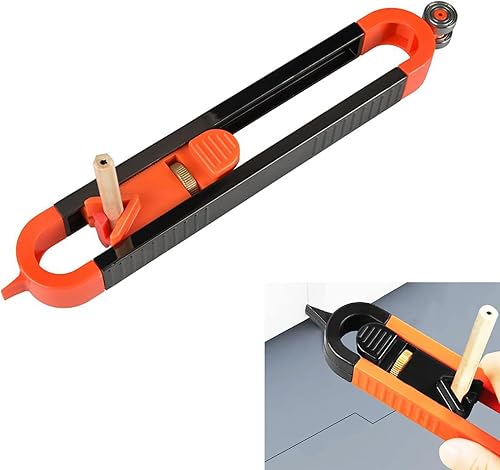 Replicatore di Contorno,Calibro Di Contorno Preciso,Duplicatore di Contorni,Calibro Contorno con Serratura,Per Tracciare Il Profilo Contorni Precise,Porta una matita,Regalo per Falegname (Arancia) - Honorern