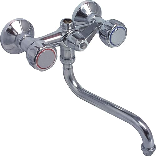 GRUPPO LAVELLO A MURO attacco lavatrice RUBINETTO maniglia astro PARETE CROMATO - Honorern