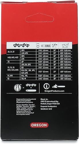 Oregon PowerCut 22LPX Catena per Motosega con Passo da 3/8', Calibro .063' (1,6 mm) con Taglienti Full Chisel, Barra da 50 cm (20') e 72 Maglie, Compatibile con AEG, Carver e Stihl - Honorern