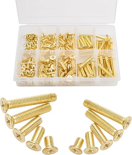 Viti a testa piatta, 160 pezzi, in ottone, autofilettanti, kit assortito di viti con dimensioni M4 M5 - Honorern