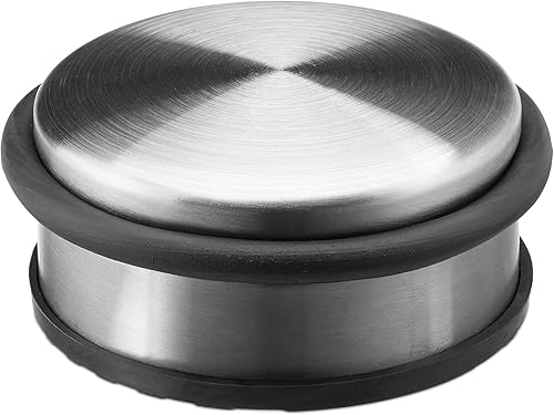 Relaxdays Fermaporta, Blocca Porte da Pavimento, Acciaio Inox, Gomma AntiGraffio, Finestre Rotondo, Metallo, Argentato, Argento - Honorern