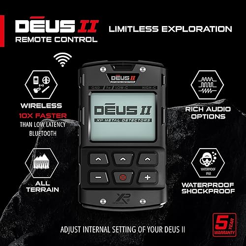 XP Metal Detectors telecomando senza fili per Deus II, resistente agli urti e impermeabile a 20 m (IP68) - per parametri interni - telecomando con display LCD retroilluminato (D2-RC) - Honorern