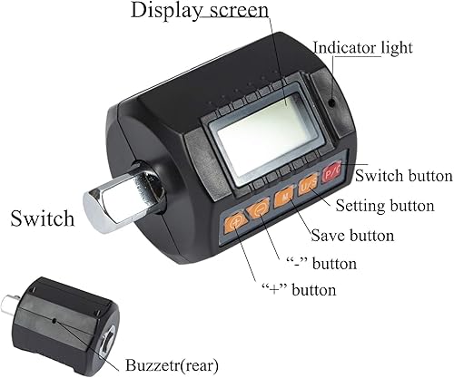 Beslands Adattatore dinamometrico digitale grande schermo (6-200nm-1/2), digitale misuratore di coppia regolabile metro professionale - Honorern