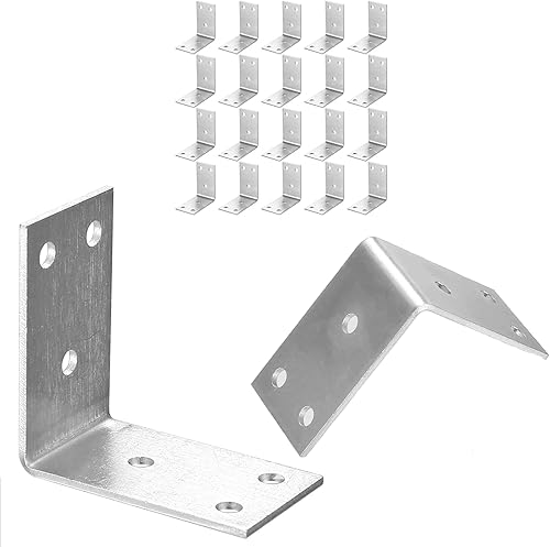 20 Pz Staffe Angolari per Legno, Staffe a L, Squadretta di Giunzione Angolare, Angolari Metallo per Legno, Staffa Angolare a 90 Gradi, Connettore Piastra di Fissaggio Multiforo, 67x67mm - Honorern
