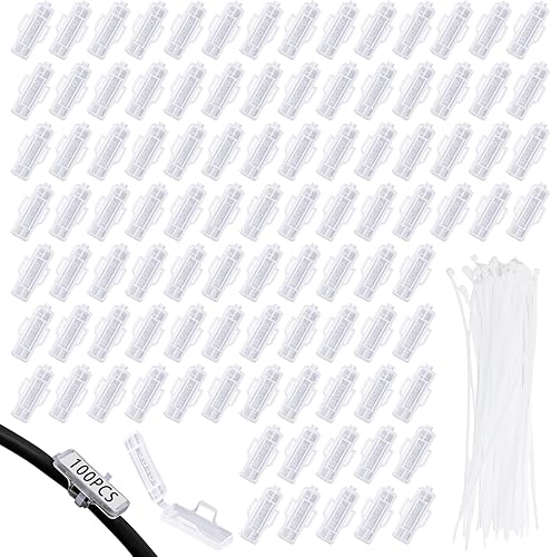 100 Pezzi etichette segna cavo,10 mm Etichette per Cavi Segnacavi Elettrici in Plastica,Scatola di Identificazione, Marcatura Trasparente e Impermeabile per Fili Scatola di Etichette per Fascette - Honorern