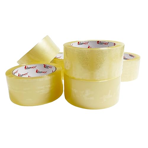 Nastro adesivo resistente e trasparente | Rotolo di nastro americano pesante ad uso generale per imballaggio, spedizione e trasloco | Spesso e sicuro | 48 mm x 66 m (6) - Honorern