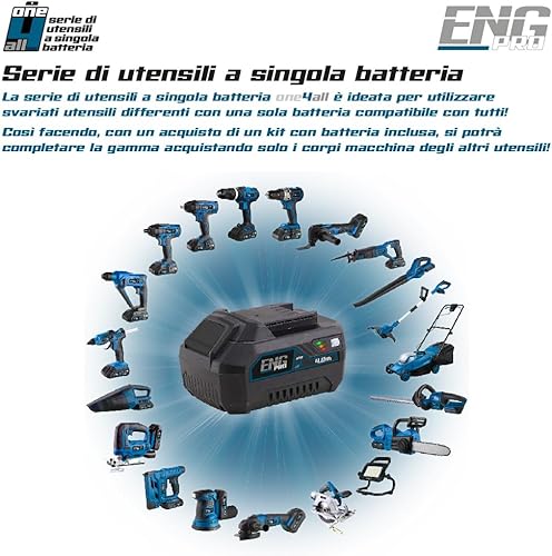 Smerigliatrice angolare|Linea Professionale a Batteria ONE4ALL 20V|Motore 0-2700 SPM|Taglio fino a 80 mm in Legno, 12 mm in Alluminio e 5 mm in Acciaio|Solo corpo macchina - Honorern