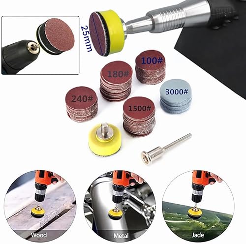 Dischi Abrasivi a Grana Mista da 100 Pezzi, Kit Disco Levigatrice a Dischi Abrasivi da 25 Mm con Tampone Abrasivo Ad Anello per Utensile Rotante, Carta a Grana - Honorern