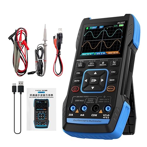 Oscilloscopio Digitale,Oscilloscopio Portatile 3 in 1 Multimetro 9999 Conteggi Elettronica Automobile Tester Strumento Elettrico,Larghezza di Banda 10 MHz Frequenza di Campionamento 50 MSa/s - Honorern