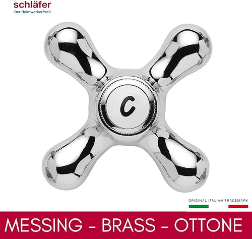 Schläfer 3460411 | Rubinetto Stile Antico per Lavello Cucina con Due Manopole in Metallo, Canna Girevole in Stile 'Jota', Finitura Cromo e Argento - Honorern