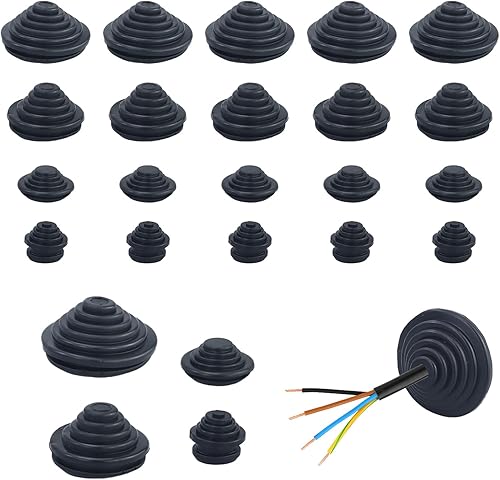 66 guarnizioni per cavi in gomma, flessibili in gomma, impermeabili, per cavi e cavi, 10/20/25/30 mm, per la protezione di cavi, connettori per cavi - Honorern