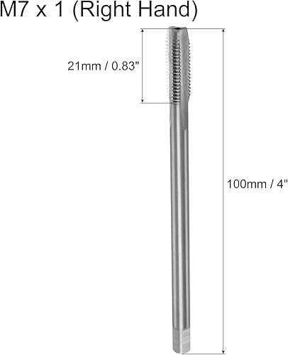 Maschio per Filettatura Metrica M7 x 1 H2 100mm Strumento di Riparazione per Fresatura di Filettature per Flauto Dritto Extra Lungo - Honorern