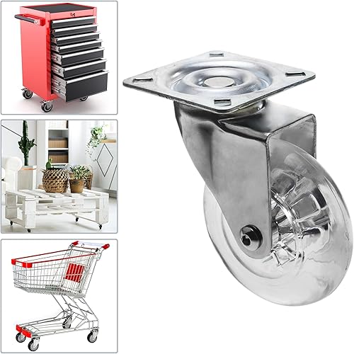PrimeMatik - Rotelle pivotanti Ruote Industriale di Poliuretano e PVC Trasparente Senza Freno 75 mm 4-Pack - Honorern