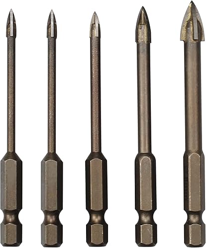 5 Pezzi Punte Trapano Carburo di Tungsteno, Punta Vetro Trapano, Punte da Trapano a Triangolo per Vetro Legno Mattoni Cemento Piastrelle Plastica(3/4/5/6/8mm) - Honorern