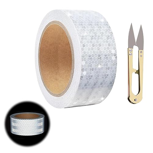 Nastro Catarifrangente Adesivo 10M X 5cm, Nastro Riflettente Adesivo, Impermeabile Strisce Catarifrangenti Adesive, Strisce Catarifrangenti Adesive, per Veicoli, Caschi, Abbigliamento (Bianco) - Honorern