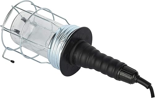 Electraline 70303 Lampada Portatile da Lavoro con cavo 5 metri, 60W, Uso in Cantiere/Ispezione/Officina/Cantina/Lavoro/Garage, Griglia in Metallo - Honorern