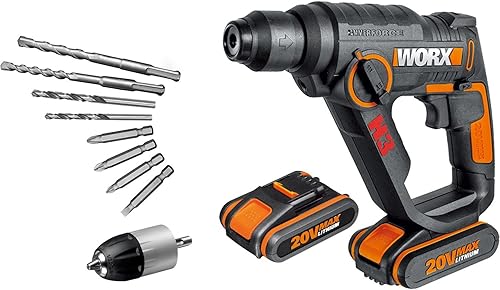 WORX WX390.1 H3 Martello Pneumatico, Trapano e Avvitatore 20V - 2 Batterie da 20V da 2,0Ah Li-Ion - Honorern