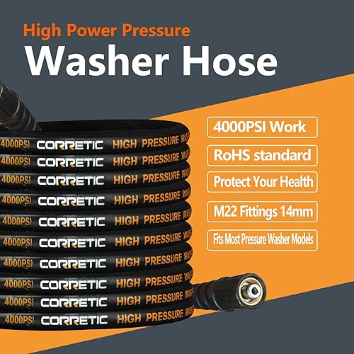 Tubi per Idropulitrici 50FT (15M), Tubo di Estensione Flessibile ad alta Pressione, 4000 PSI M22 filettatura femmina Tubo di Ricambio per Idropulitrice, Accessorio per Idropulitrice lavor - Honorern