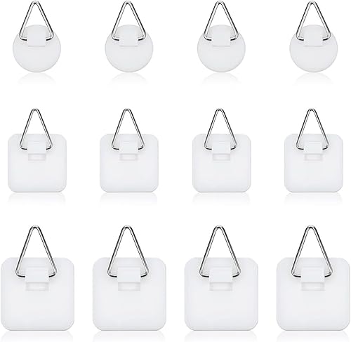 COYUN 12 Pezzi Ganci Autoadesivi Invisibili, Autoadesivi per Piatti con Gancio Ganci Gancetti Adesivi per Muro, per Appendere lastre di Plastica, Orologio,Foto, Pittura, Piatti, Appendi Quadro - Honorern