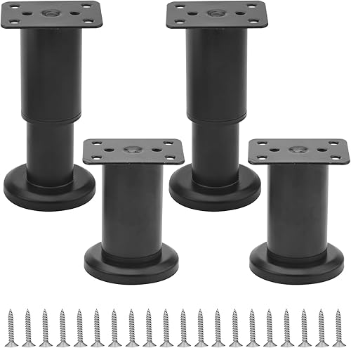 VOSSOT Piedini Regolabili in Metallo Nero per Mobili - 75 + 35 mm, Regolabili in Altezza - Honorern