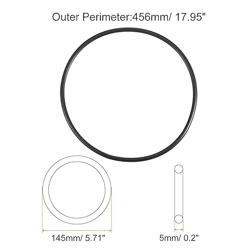 5pz Gomma O-Ring Nitrile 145mm OD 5mm Larghezza Guarnizione Rondella Guarnizione per Riparazione Macchina Motore Guarnizione - Honorern