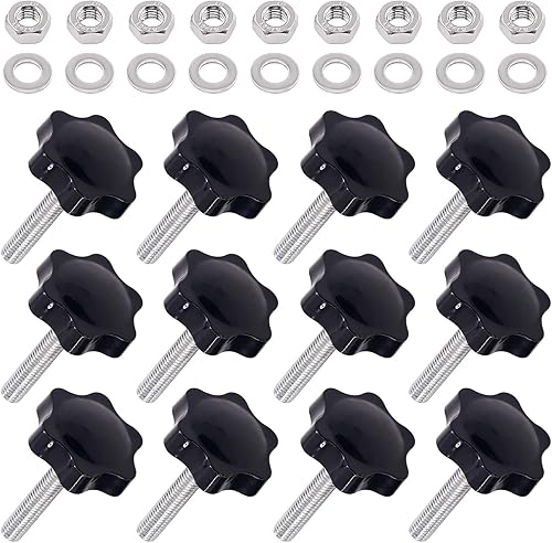 Swpeet 20Pcs Male Thread Metal Clamping Star Knobs Grips Black - Honorern