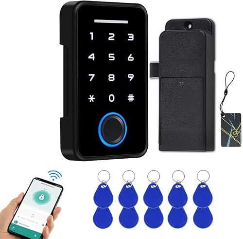 Tuya - Serratura intelligente nascosta per armadietti, serratura portatile con password, kit di sicurezza elettronico per impronte digitali con scheda RFID, per mobili, liquori, - Honorern