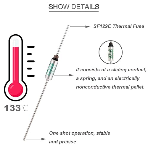 10 pezzi SF240E SEFUSE Fusibile termico in metallo a 240 gradi Celsius Fusibile termico 10A 250V con terminale a crimpare GT-1 Guaina in fibra di vetro siliconica per elettrodomestici - Honorern