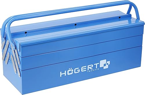 Högert Technik Cassetta degli attrezzi in metallo per attrezzi e piccole parti – Cassetta degli attrezzi – 53 cm x 20,5 cm x 20 cm – Scatola con scomparti completamente accessibili – Robusta valigetta - Honorern