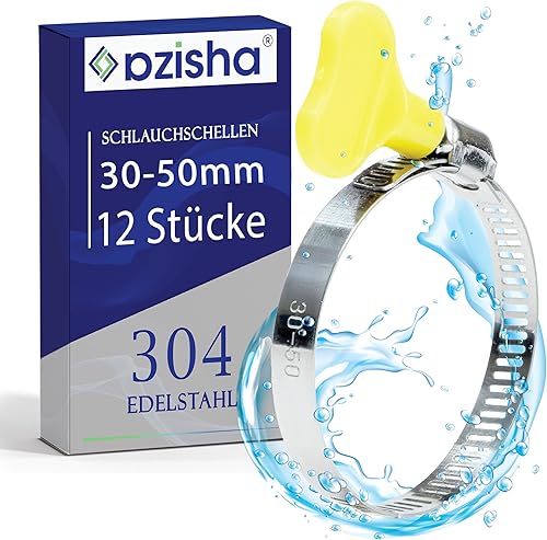 Fascette Metalliche Stringitubo 32-50mm 12 Pezzi - 304 Fascette Stringitubo Inox - Regolabile Fascette Acciaio Inox – W4 Fascette Inox Per Tubi Piscina,Giardino,Gas,Lavatrice,Auto E Acqua - Honorern