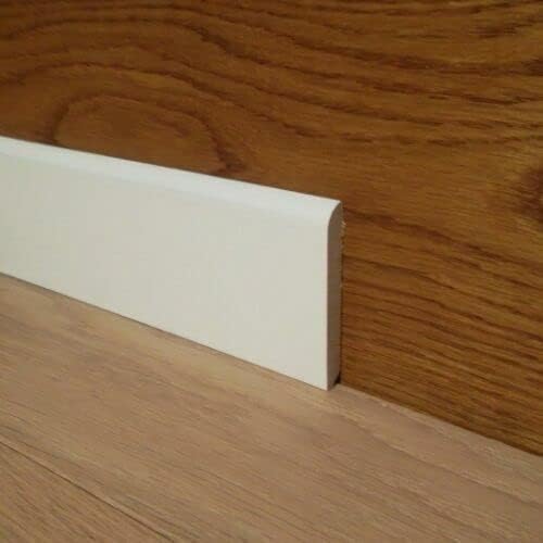 Metri 30,5 di Battiscopa in Legno Massello Laccato Bianco mm 8 x 70 x 3050 - Honorern