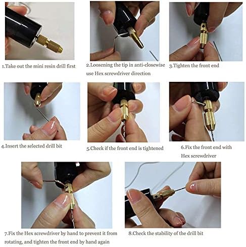 Set di Trapano A Mano -Elettrico 0,7-1,2 Mm per Resina, Mini Trapano Elettrico per la Fabbricazione di Morsa A Mandrino Elettrico - Honorern