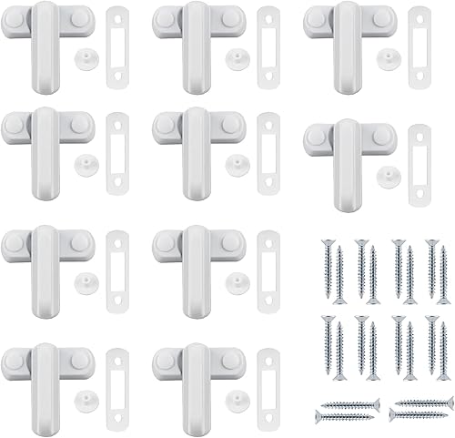 CPROSP 10 Sash Jammer Serrature e Chiavistelli, Fusibili per Finestre in Lega di Alluminio con 12 Viti, per la Sicurezza dei Bambini, Sicurezza di Famiglia, Bianco - Honorern