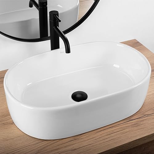 Lavabo da Appoggio Alma Lavandino Bagno 360 x 570 x 150 mm in Ceramica (Bianco) - Honorern