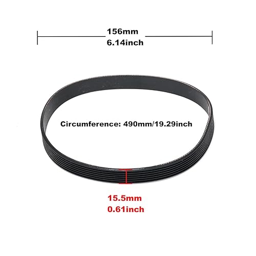1 cinghia in gomma PJ490 (7 creste, circonferenza 490 mm, larghezza 16 mm) compatibile con tosaerba rotanti QUALCAST - Honorern