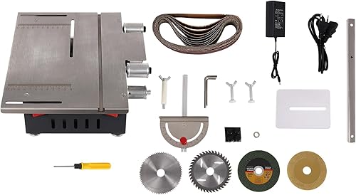 Mini sega circolare da tavolo fai da te con nastro abrasivo e motore da 200 W per taglio legno, taglio metallo e applicazioni fai da te, 33 mm - Honorern