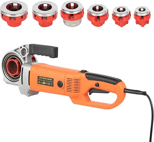 Filettatrice elettrica per tubo, set di filettature per tubo, set di tagliatubi elettrico, portatile, 6 pezzi, 1/2' To 2' 25R/Min - Honorern