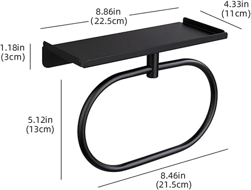 Portasciugamani senza foratura, anello per asciugamani in acciaio inox per bagno senza punzonatura scaffale ovale (argento) - Honorern