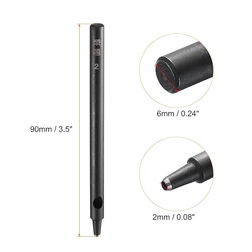 Punzone per Fori Rotondi in Pelle, 2mm Punzone per Fori Cavi in Acciaio al Carbonio Strumento di Taglio per Cintura/Artigianato in Pelle Fai Da Te - Honorern