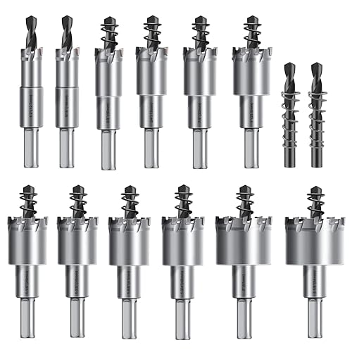 ASNOMY Set di 14Pcs di sega a tazza TCT, 12,7mm-54mm Carburo di tungsteno con punta di foro Set di seghe a tazza resistenti per metallo, acciaio inossidabile, ferro, legno, plastica - Honorern