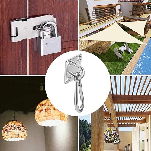 12 Pezzi M5 Piastra Oculare in Acciaio Inossidabile 304 Placca Oculare Ganci e Moschettone Piastra Ancoraggio Gancio da Muro con Occhiello Piastra di Copertura Gancio Soffitto con Viti - Honorern