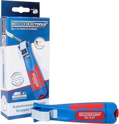 WEICON Coltelli per cavi No. 8-27, spelafili per spelare cavi tondi, blu/rosso, 140mm - Honorern