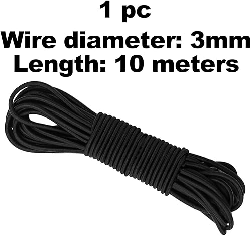 3mm*10m Corde Elastiche,Elastici,Cinghia Elastica,Cinghie Elastiche,Corda Elastica per Teloni,Corda Elastica 3mm,Elastici Portapacchi,per Tende, Zaini, Corde, Cappelli in Gomma(Nero) - Honorern
