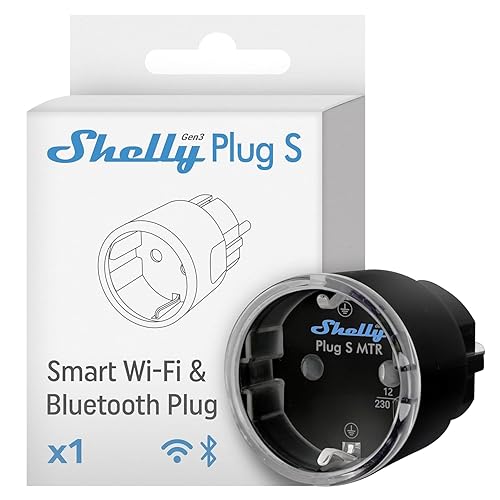 Shelly Plug S MTR Gen3 Nero, confezione da 4 prese intelligenti certificate opache, con monitoraggio della corrente e display LED multicolore, telecomando iOS Android APP, Google Home+Alexa, timer - Honorern
