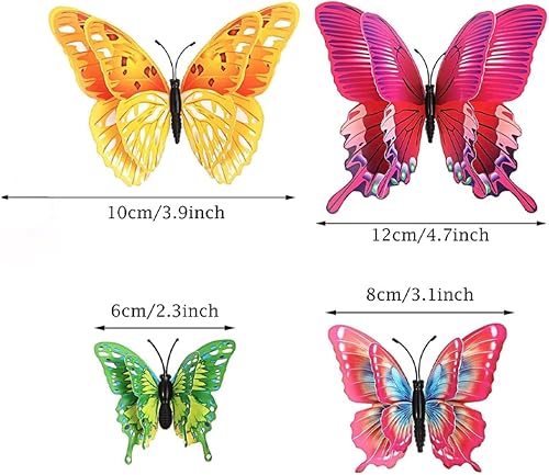 24 Pezzi Farfalle 3D Doppio Strato Decorazioni Parete Con Magneti Festa Compleanno Camera Letto Casa Adesivi Parete Farfalla Decorazioni Torte (Vari Colori) - Honorern