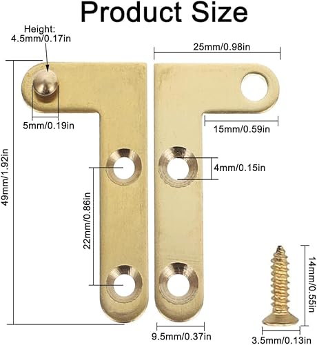 Cerniere girevoli a 360 gradi, 2 paia di cerniere nascoste in ottone, antiche cerniere a perno per finestre, armadietti, armadi - Honorern